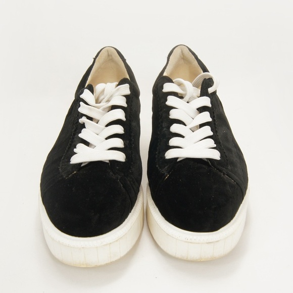 Robert Clergerie Black Velvet Wavy Pattern Platform Sneakers - Picture 2 of 4